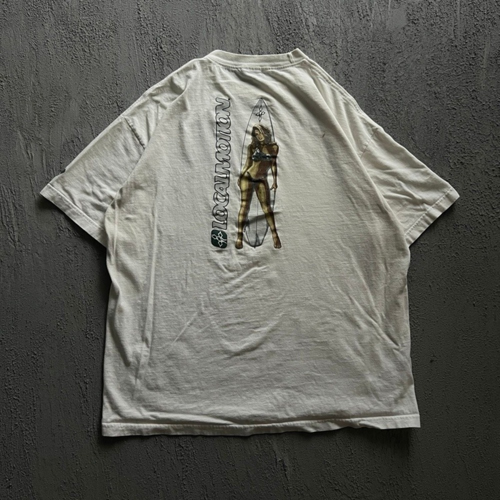 Vintage Local Motion Shirt XL White 90s Surf Girl Streetwear